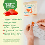 Lifestyle scene of a child enjoying CHILDLIFE ESSENTIALS Multi Vitamin SoftChew Gummies