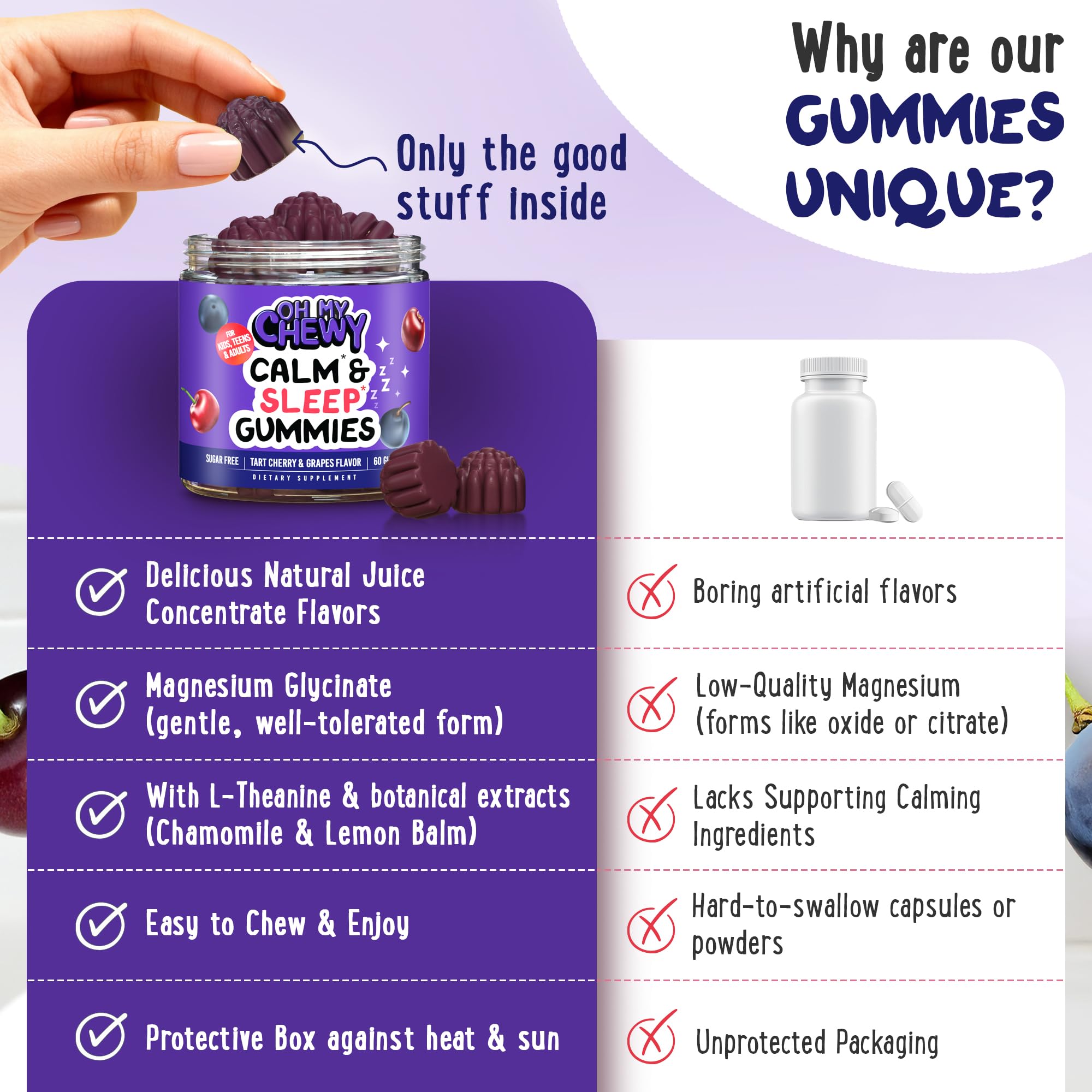 Lifestyle scene of a child enjoying OH MY CHEWY Kids Magnesium Gummies