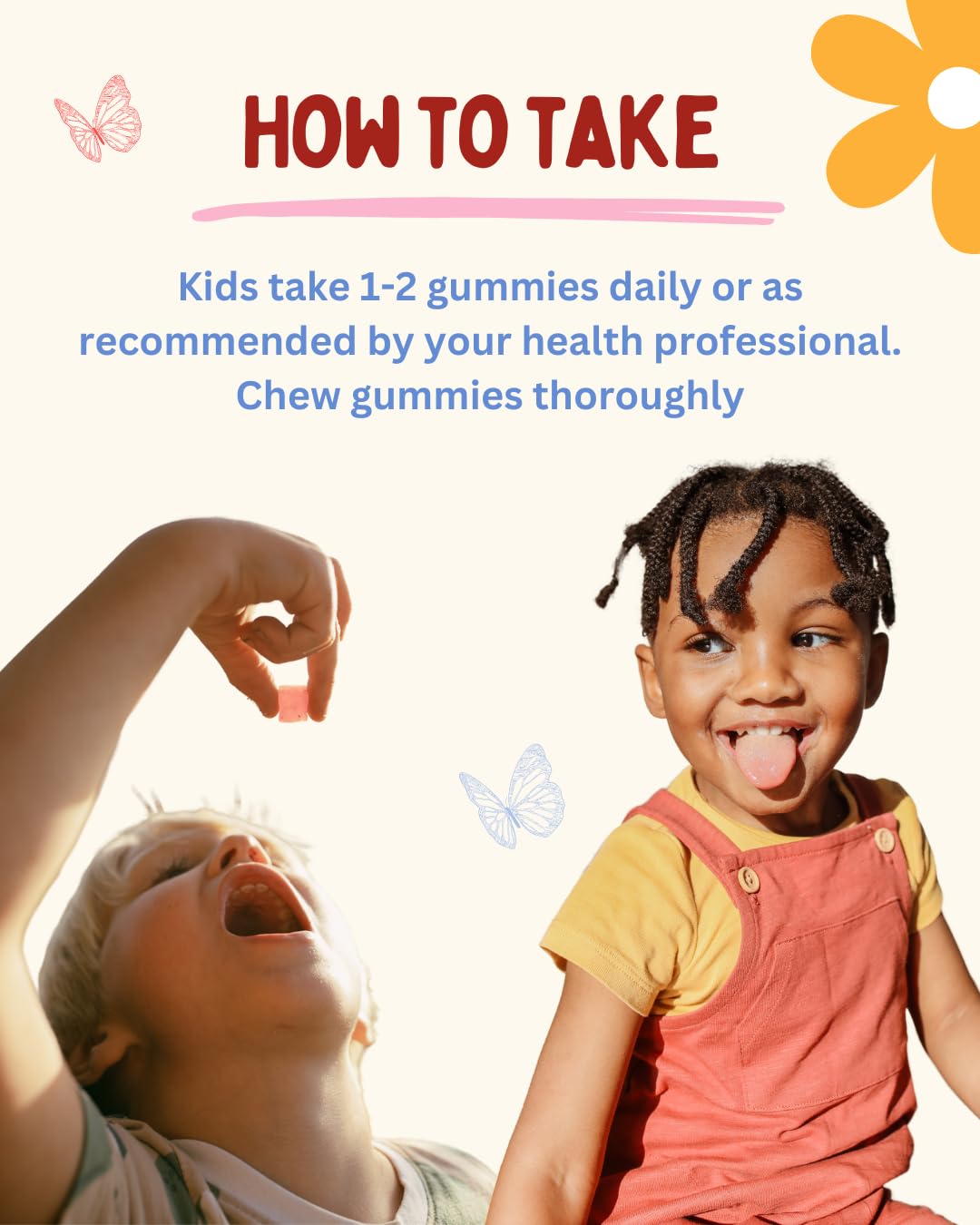 Lifestyle scene of children enjoying Krunchy Kids Vitamin D3 Gummies