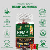 Lifestyle scene of Legend Products Hemp Gummies on a wooden table