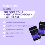 Lifestyle scene showing Pure Patch Sleep Patches on a bedside table