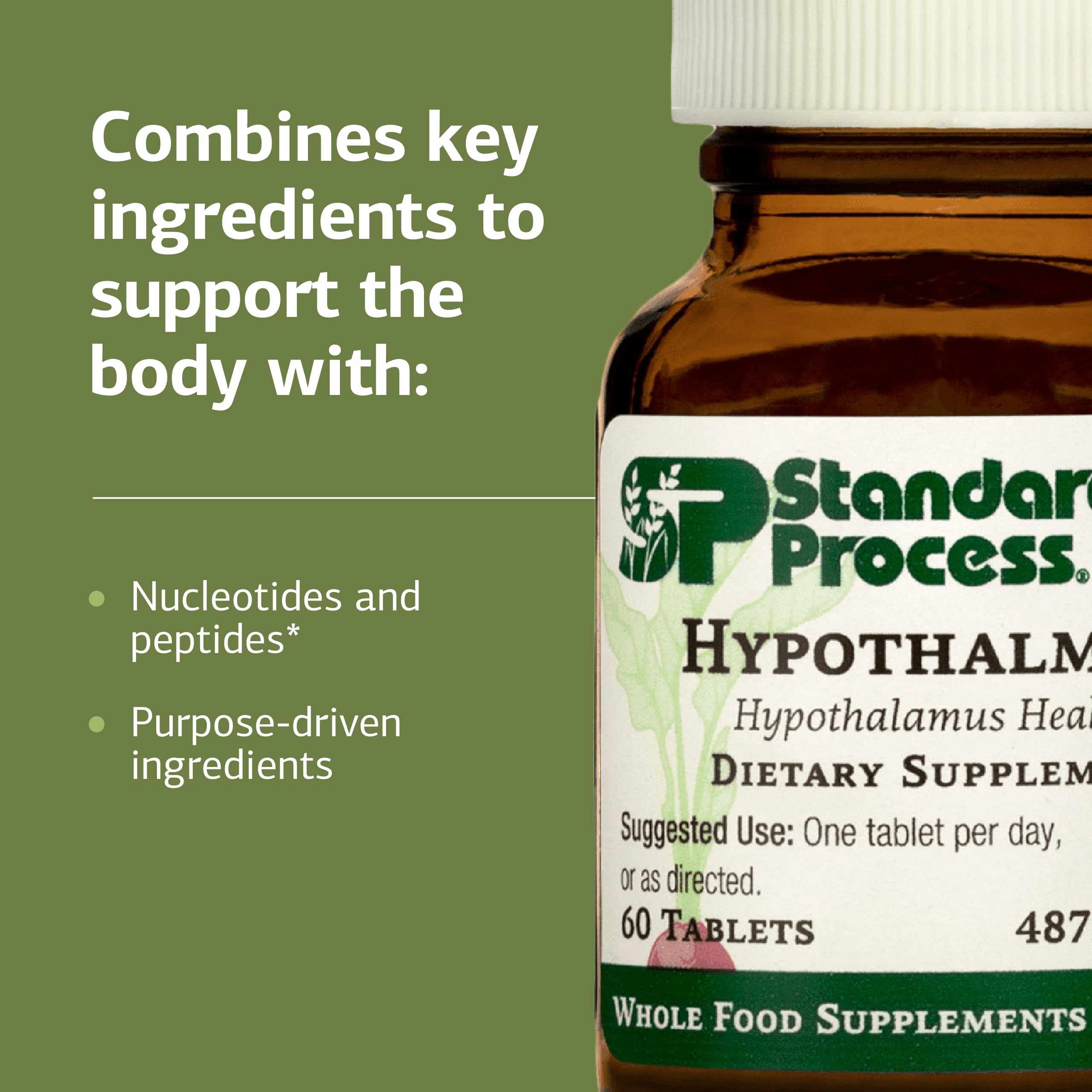 Lifestyle scene showing Standard Process Hypothalmex Supplement 113g on a kitchen counter