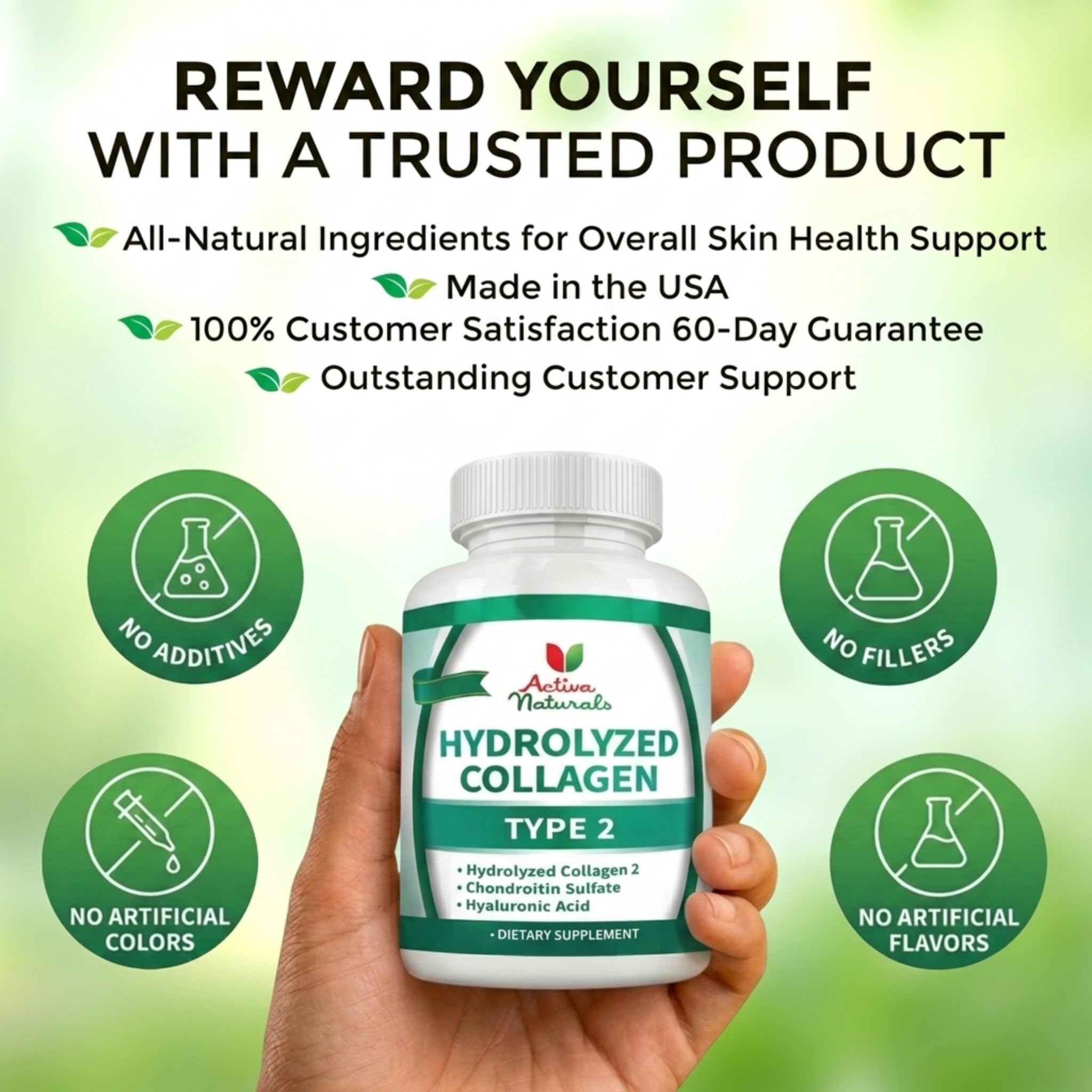 Lifestyle scene with Activa Naturals Collagen Type 2 Supplement