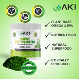 Lifestyle scene with AKI ORGANIC Marine Phytoplankton Omega 3 Supplement in a smoothie