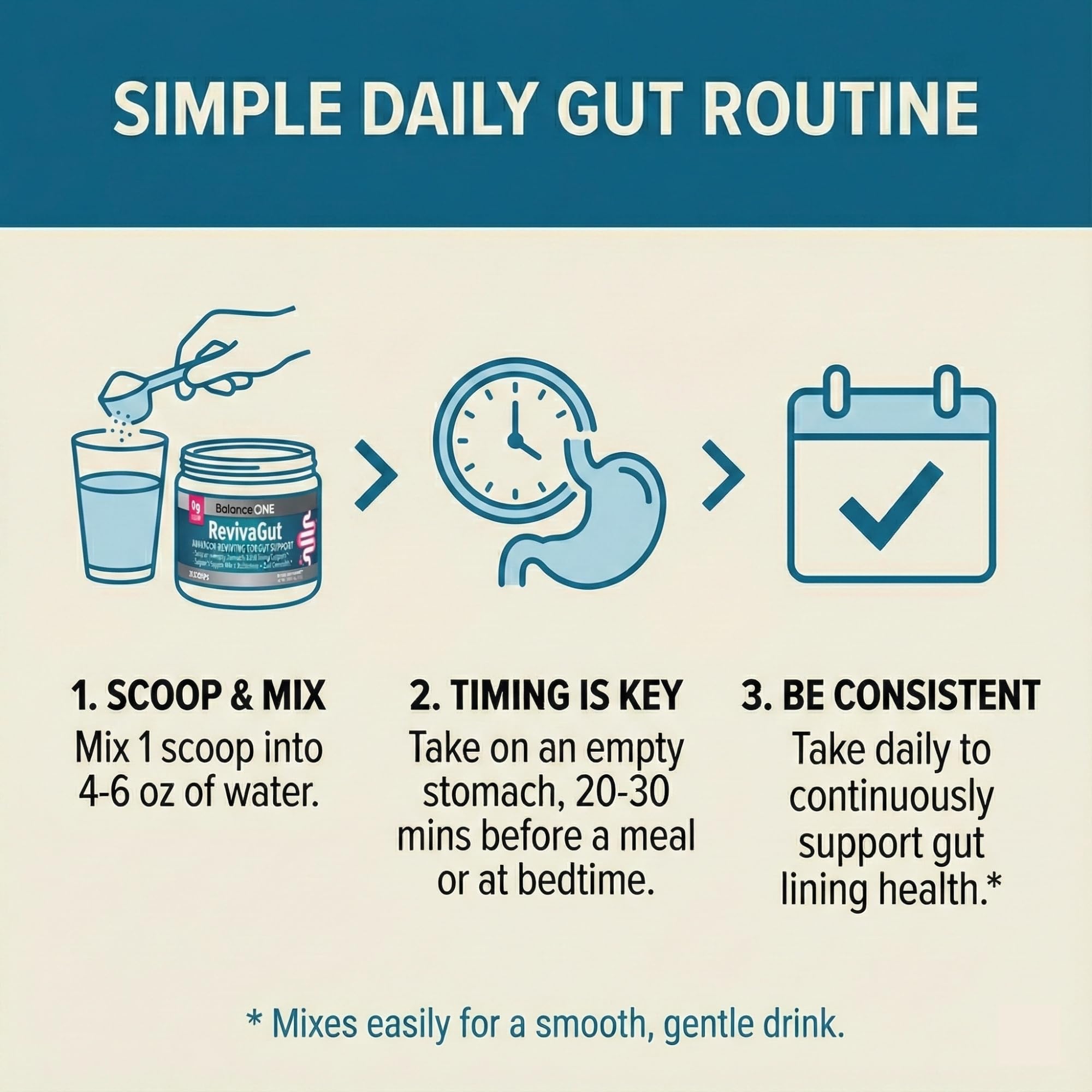 Lifestyle scene with Balance ONE Gut Repair Supplement on a kitchen counter