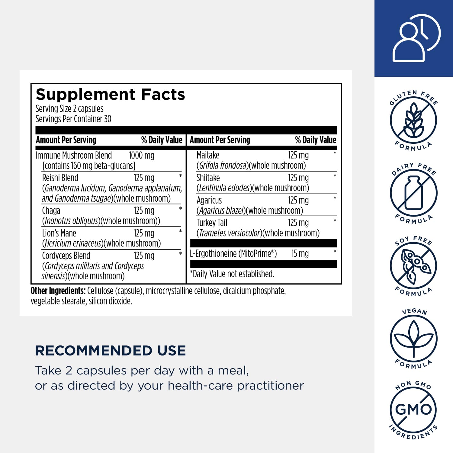 Lifestyle scene with Designs for Health MycoSupreme Mushroom Supplement on a kitchen counter