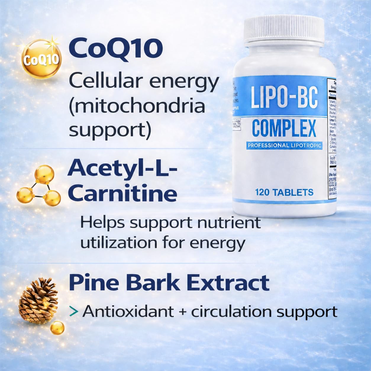 Lifestyle scene with ES Global Brands Lipo B-Complex tablets