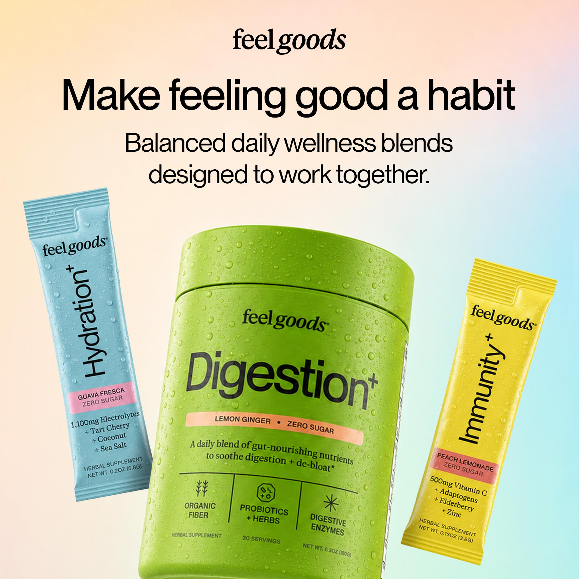 Lifestyle scene with Feel Goods Lemon Ginger stick pack