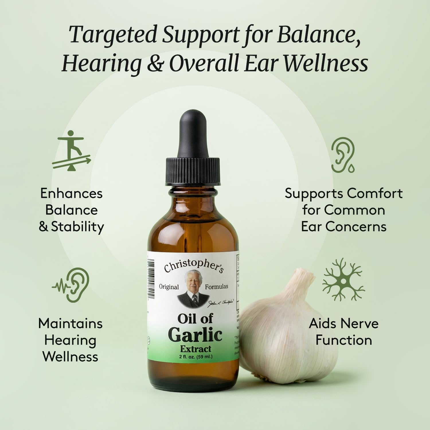Lifestyle scene with garlic oil extract bottles