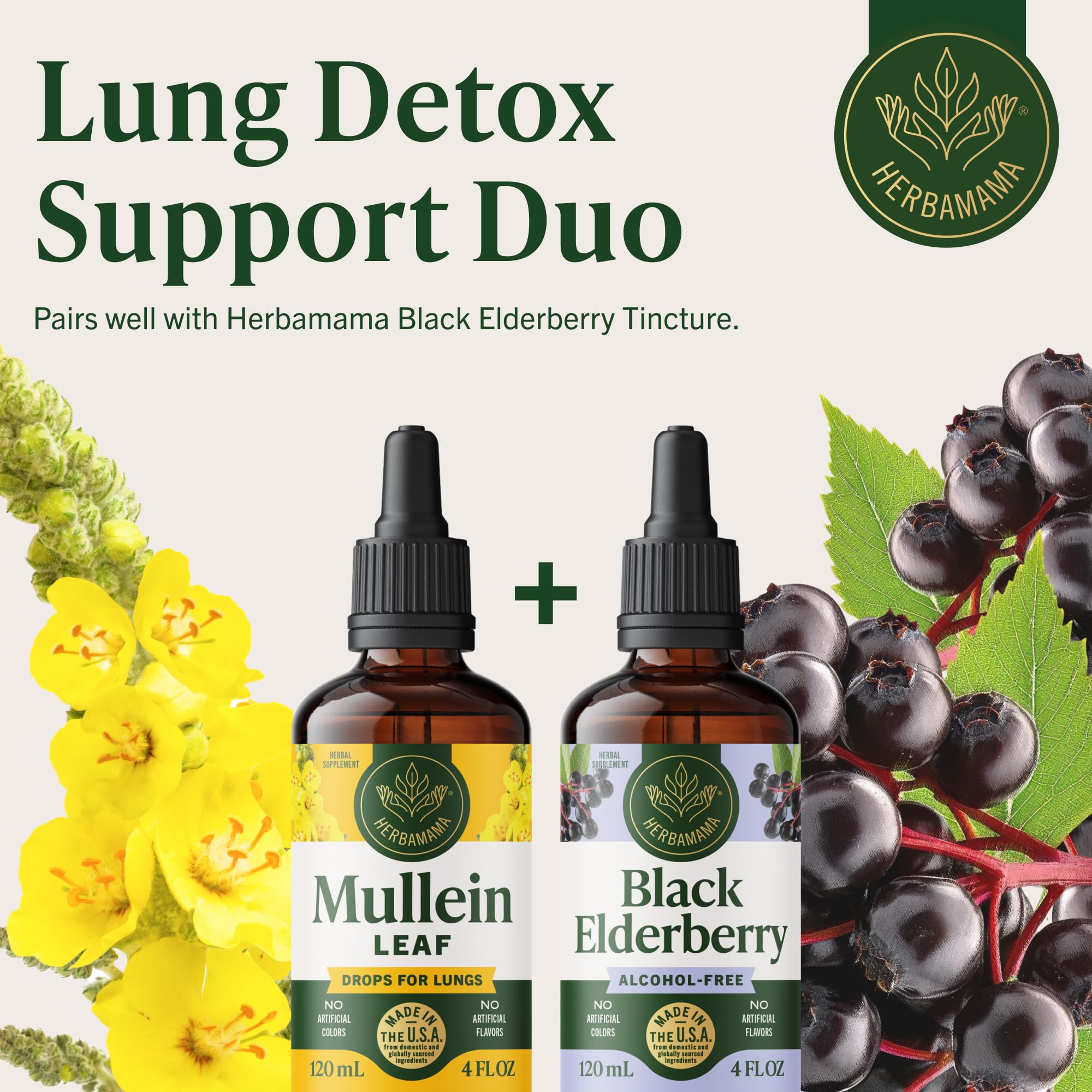 Lifestyle scene with HERBAMAMA Mullein Leaf Extract