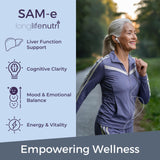 Lifestyle scene with LongLifeNutri SAM-e supplement on a kitchen counter