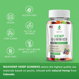 Lifestyle scene with MaxHemp Hemp Gummies and a glass of water