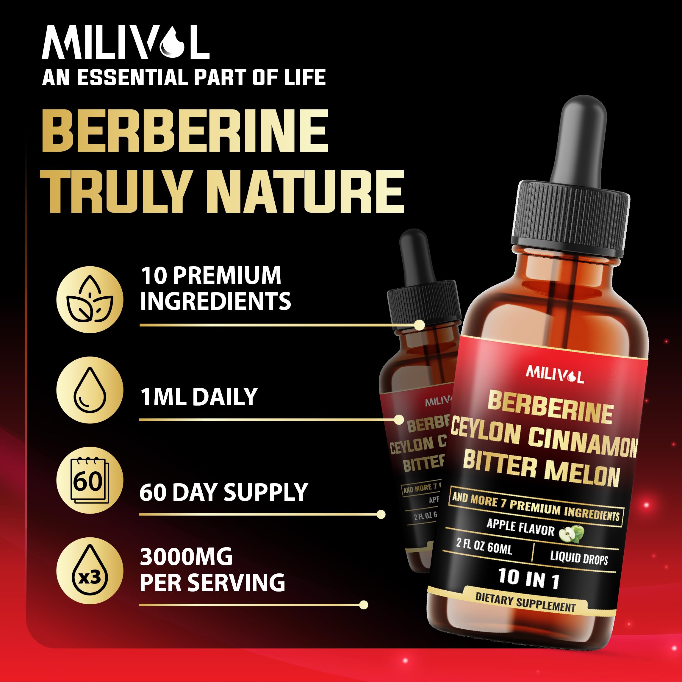 Lifestyle scene with MILIVOL Berberine Liquid Drops