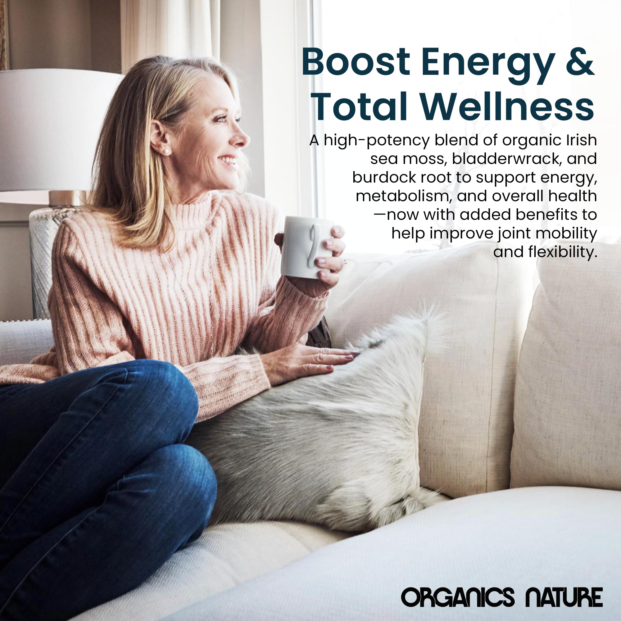 Lifestyle scene with ORGANICS NATURE Sea Moss Capsules