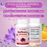 Lifestyle scene with OTYKMBF Saffron+ Advanced Capsules on a table