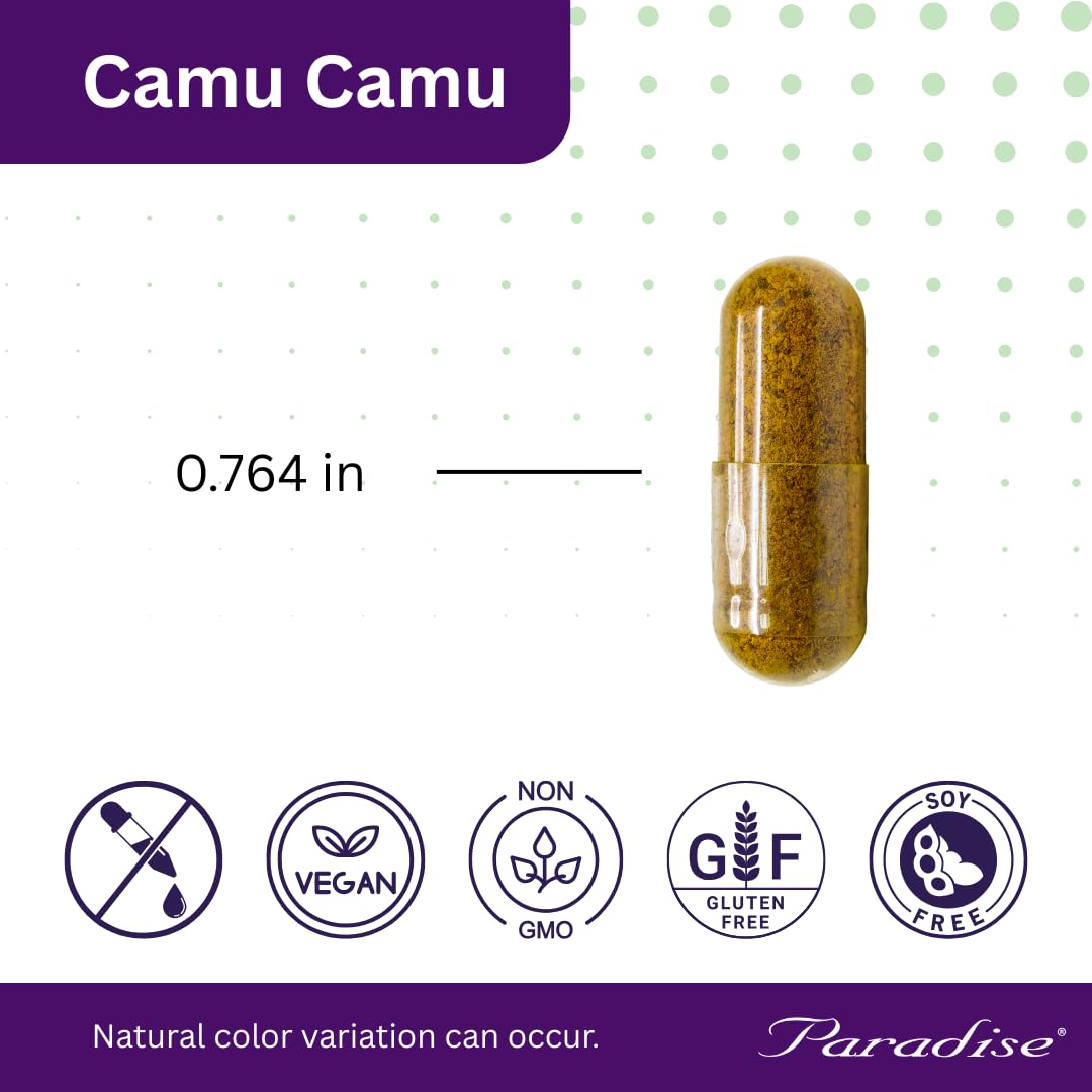 Lifestyle scene with Paradise Herbs Camu Camu Fruit Extract Vitamin C capsules