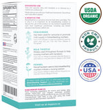Lifestyle scene with PURE CO Milk Thistle Lactation Support Supplement on a kitchen table