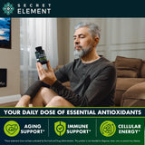 Lifestyle scene with Secret Element Citrus Bergamot Capsules on a kitchen counter