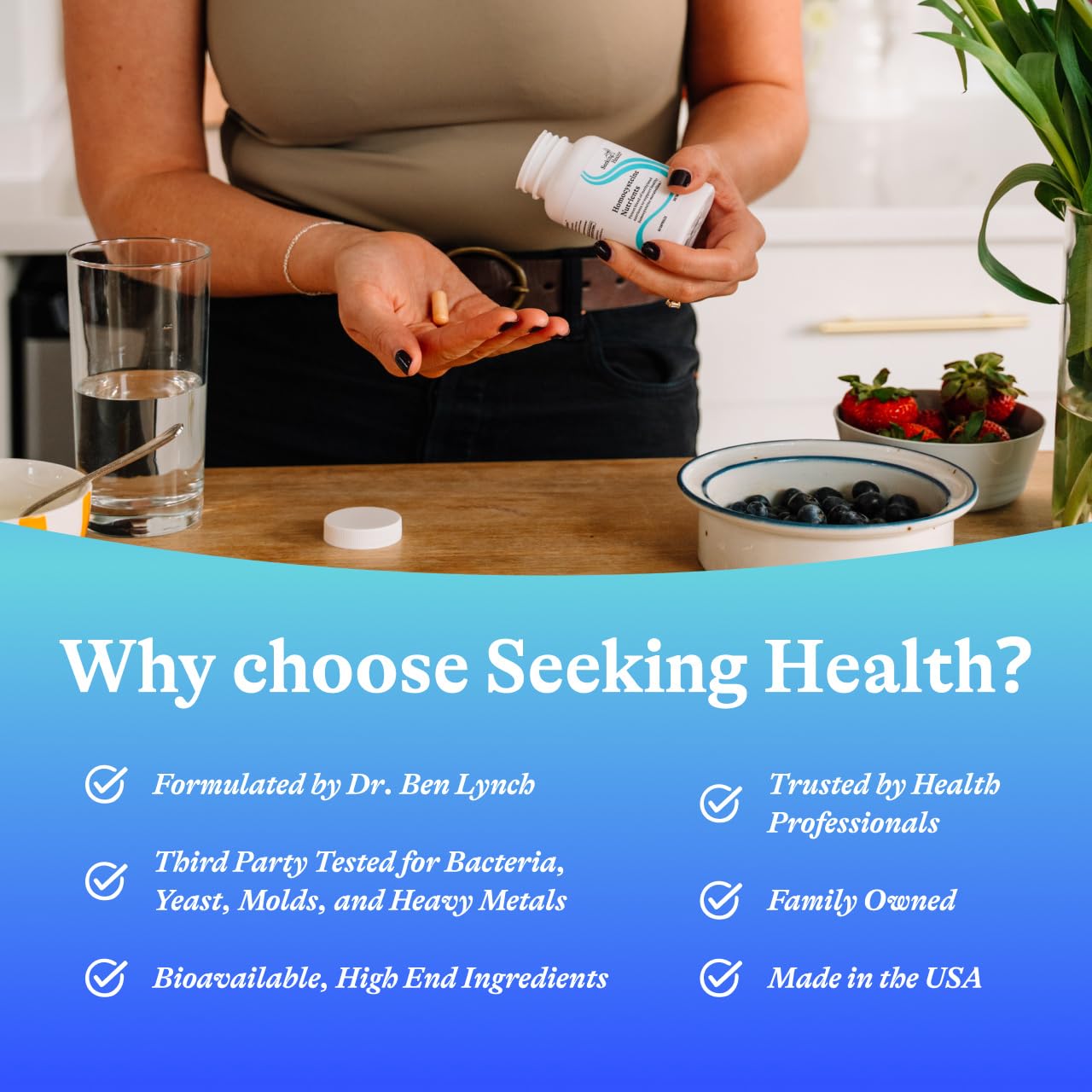 Lifestyle scene with Seeking Health B Complex Vitamin Supplement