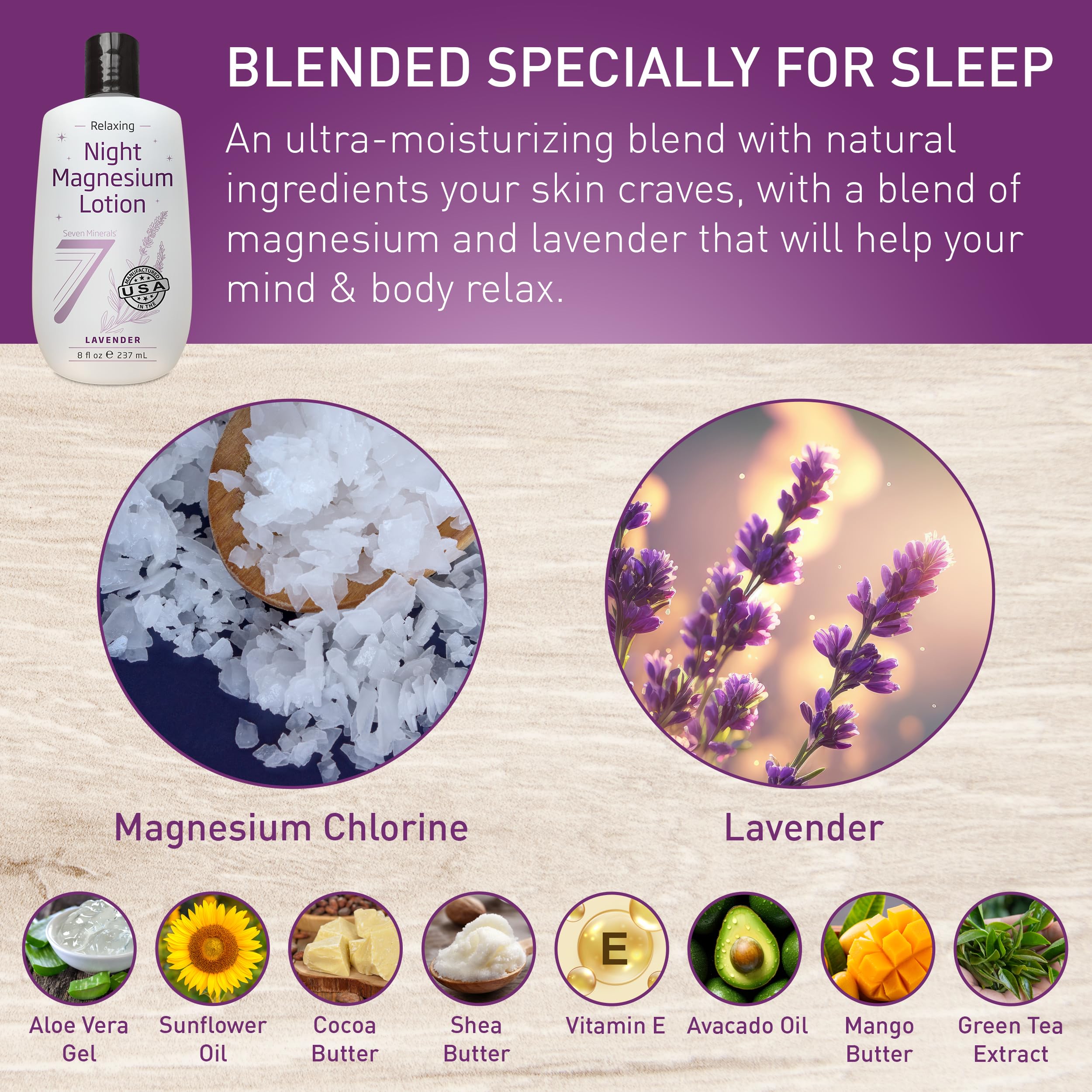 Lifestyle scene with Seven Minerals Lavender Magnesium Lotion
