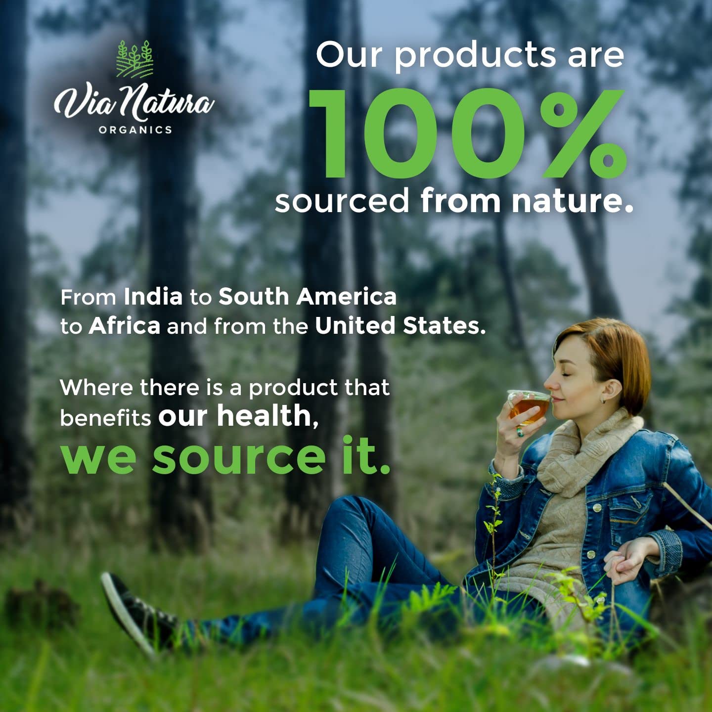 Lifestyle scene with Via Natura Organics Organic Ashwagandha capsules