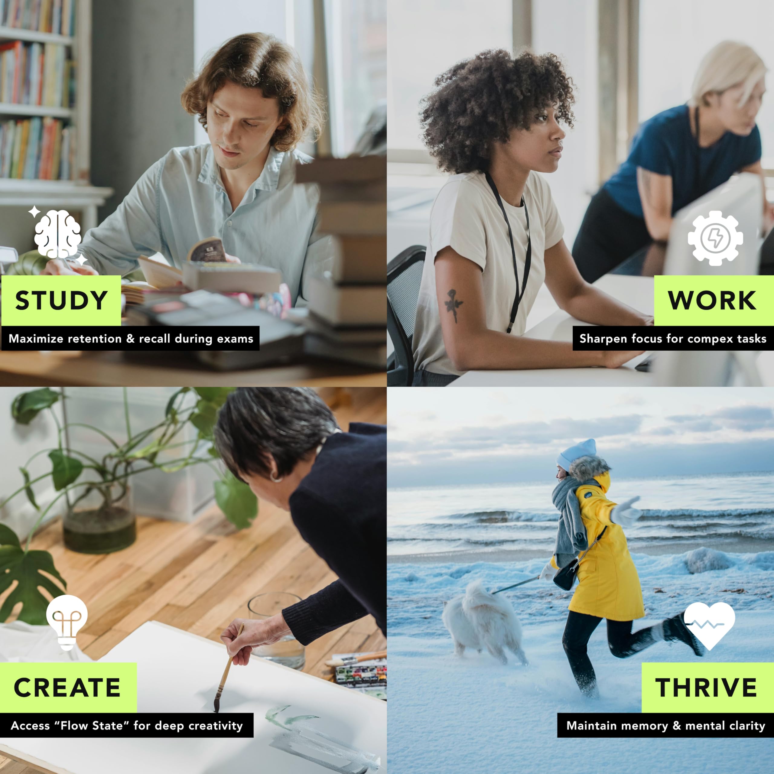 Lifestyle shot of AMANDEAN Brain support with a notebook