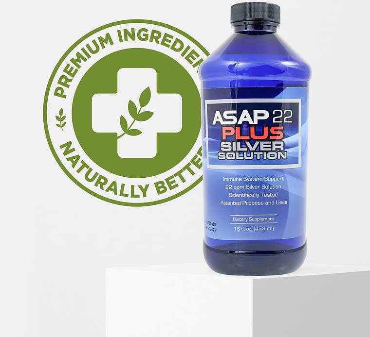 Lifestyle shot of American Biotech Labs ASAP 22 Plus Silver Solution on a kitchen counter