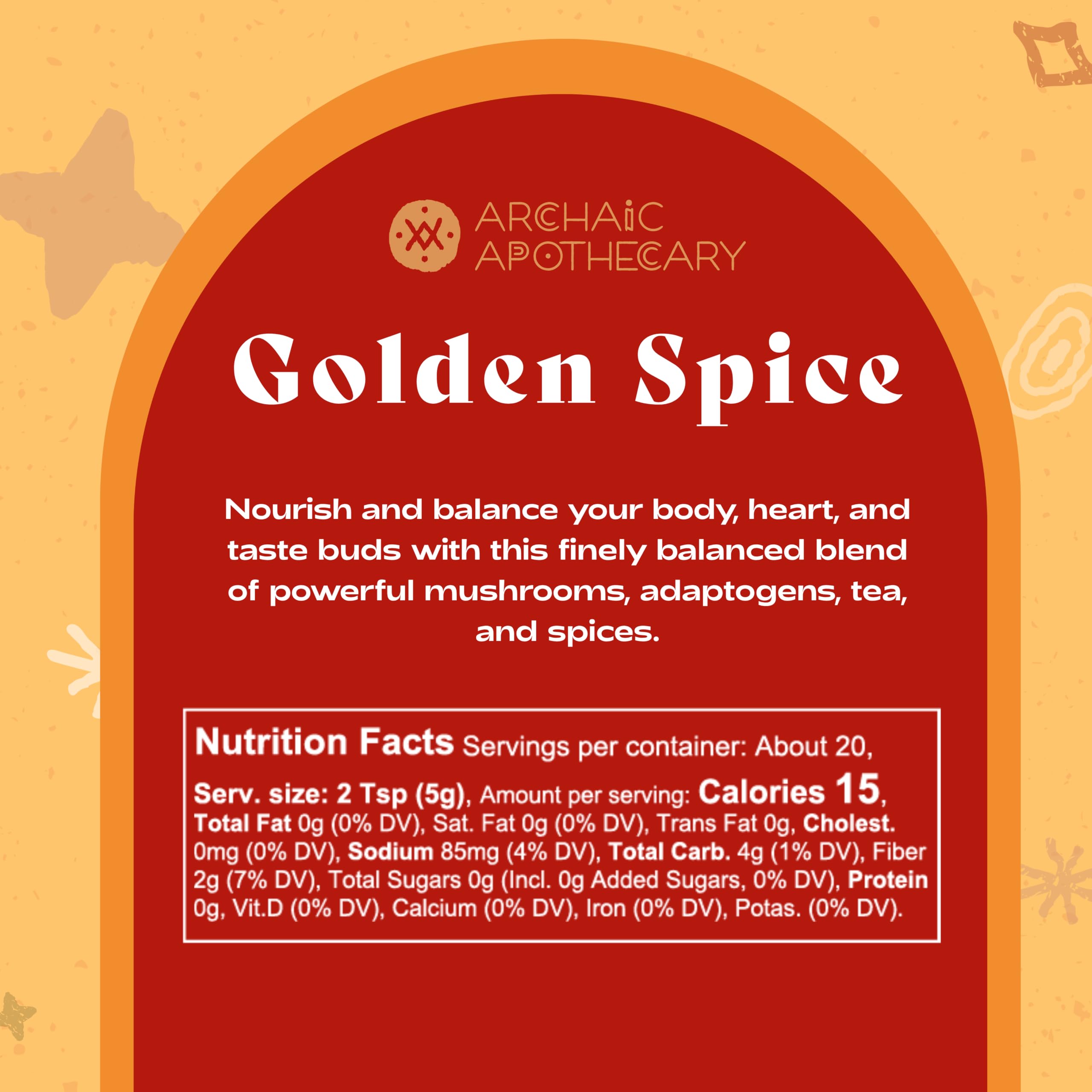 Lifestyle shot of Archaic Apothecary Golden Spice on a kitchen counter