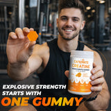 Lifestyle shot of CATENATE Creatine Gummies on a gym bench