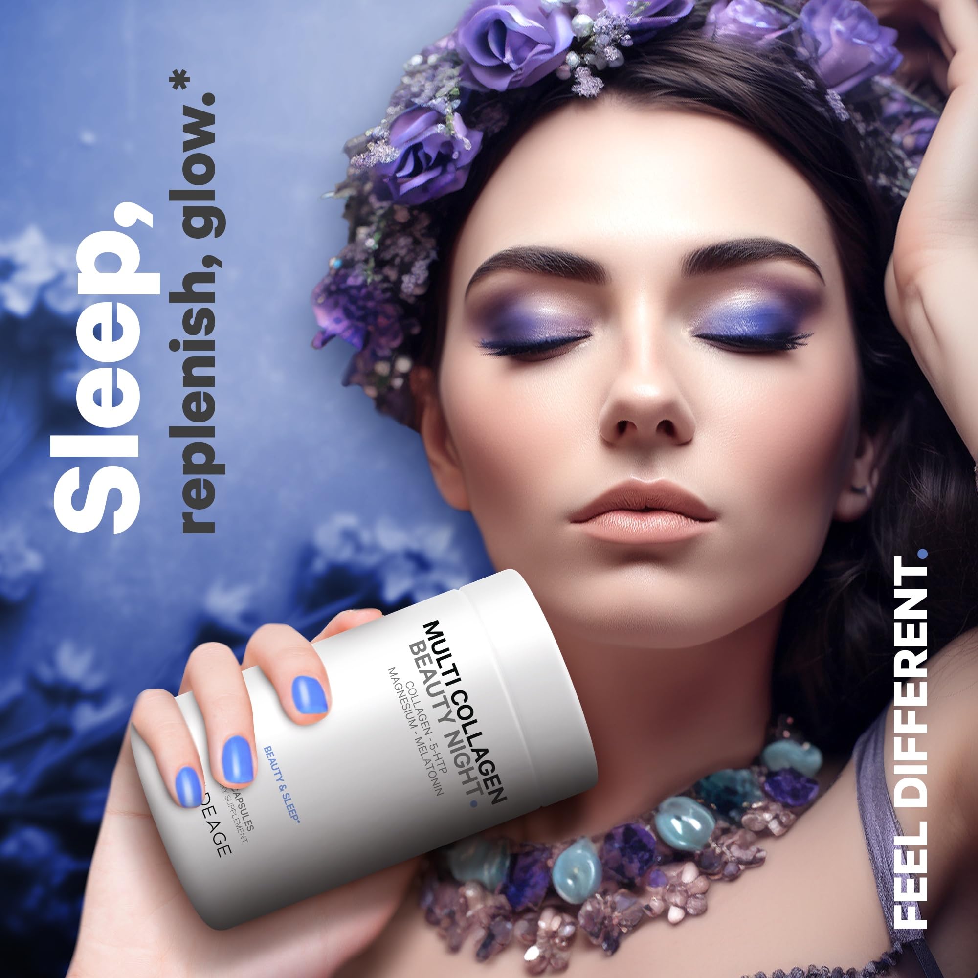 Lifestyle shot of Codeage Multi Collagen Beauty Night Capsules