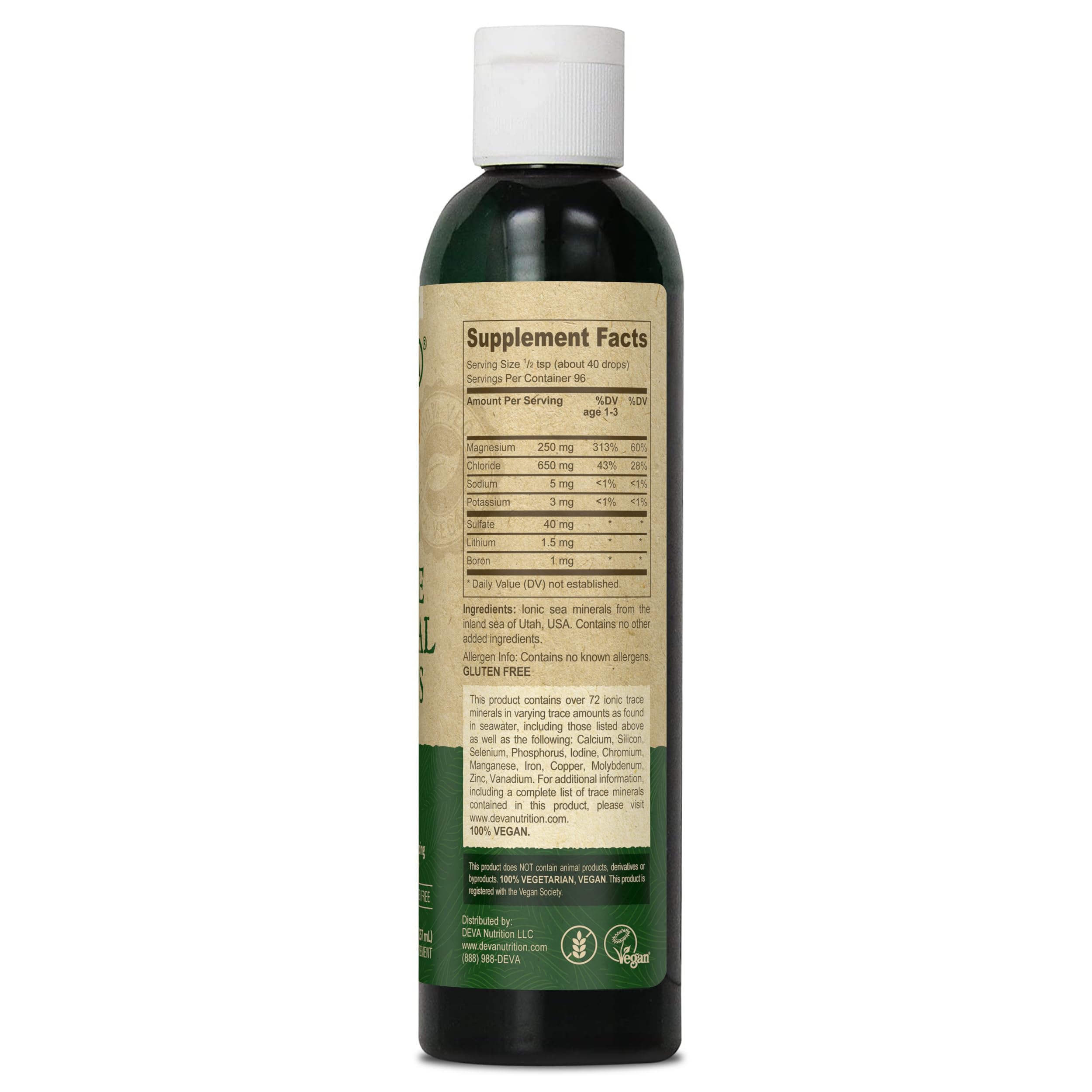 Lifestyle shot of DEVA Trace Mineral Drops being added to water