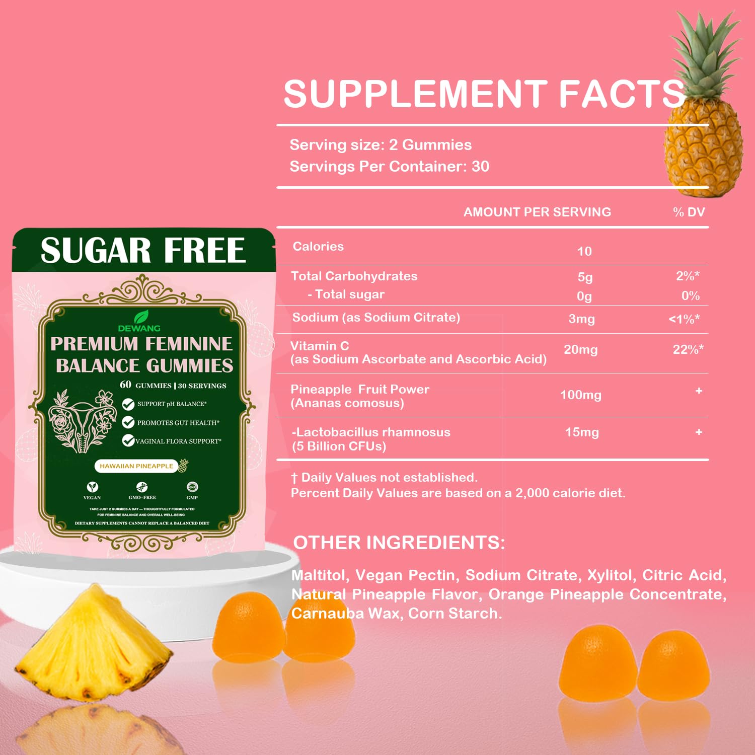 Lifestyle shot of DEWANG Probiotic Gummies beside a glass of water