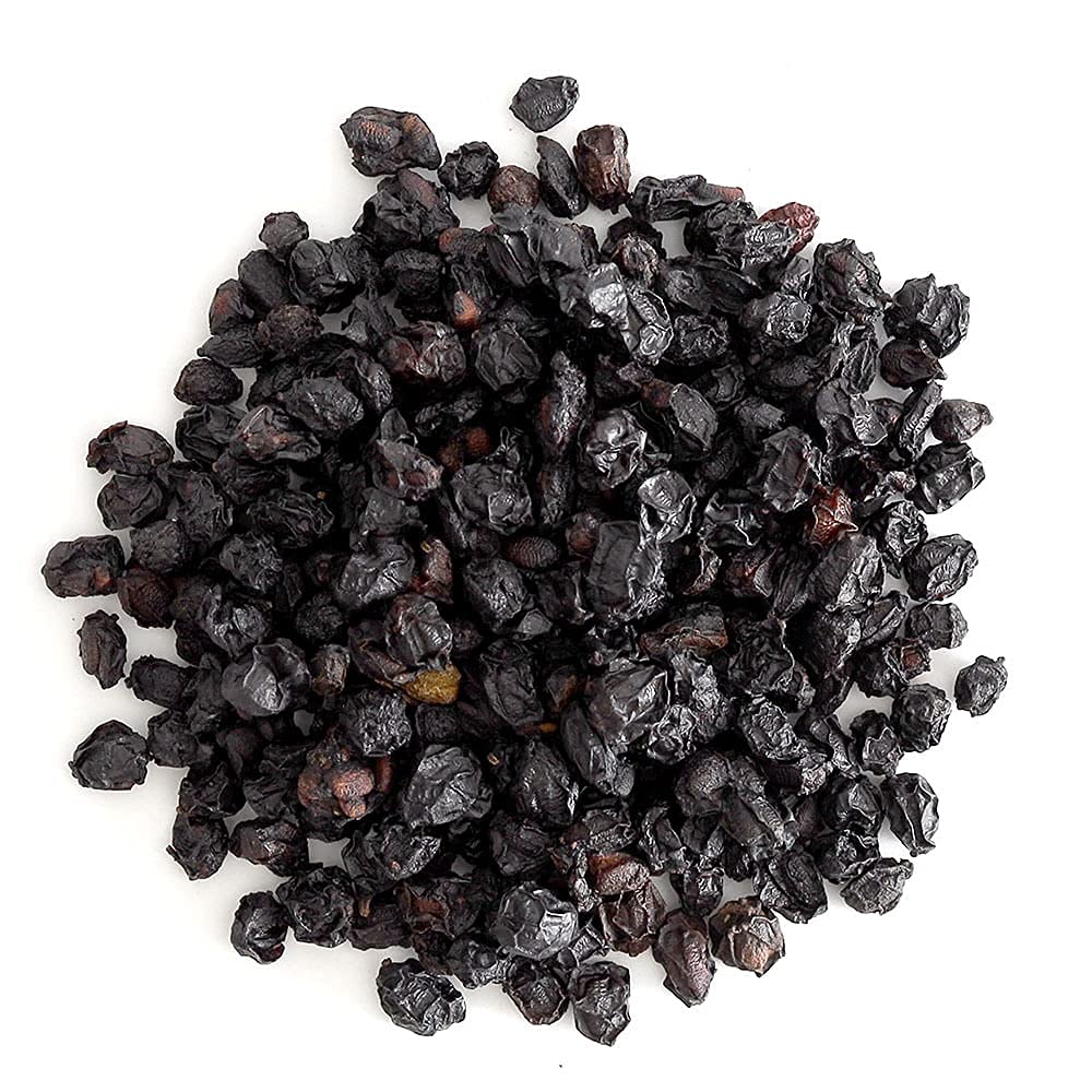 Lifestyle shot of Frontier Co-op Dried Elderberries on a kitchen counter