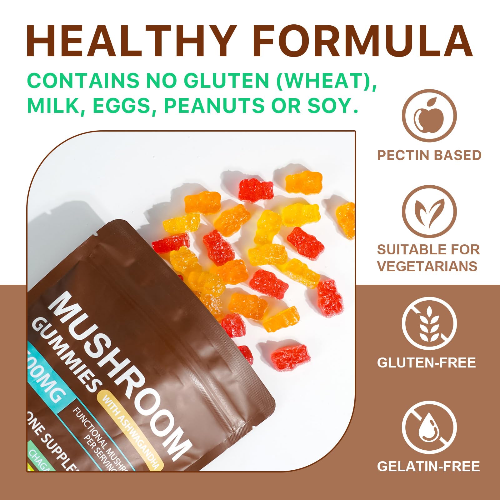 Lifestyle shot of Generic Mushroom Blend Gummies with fruits