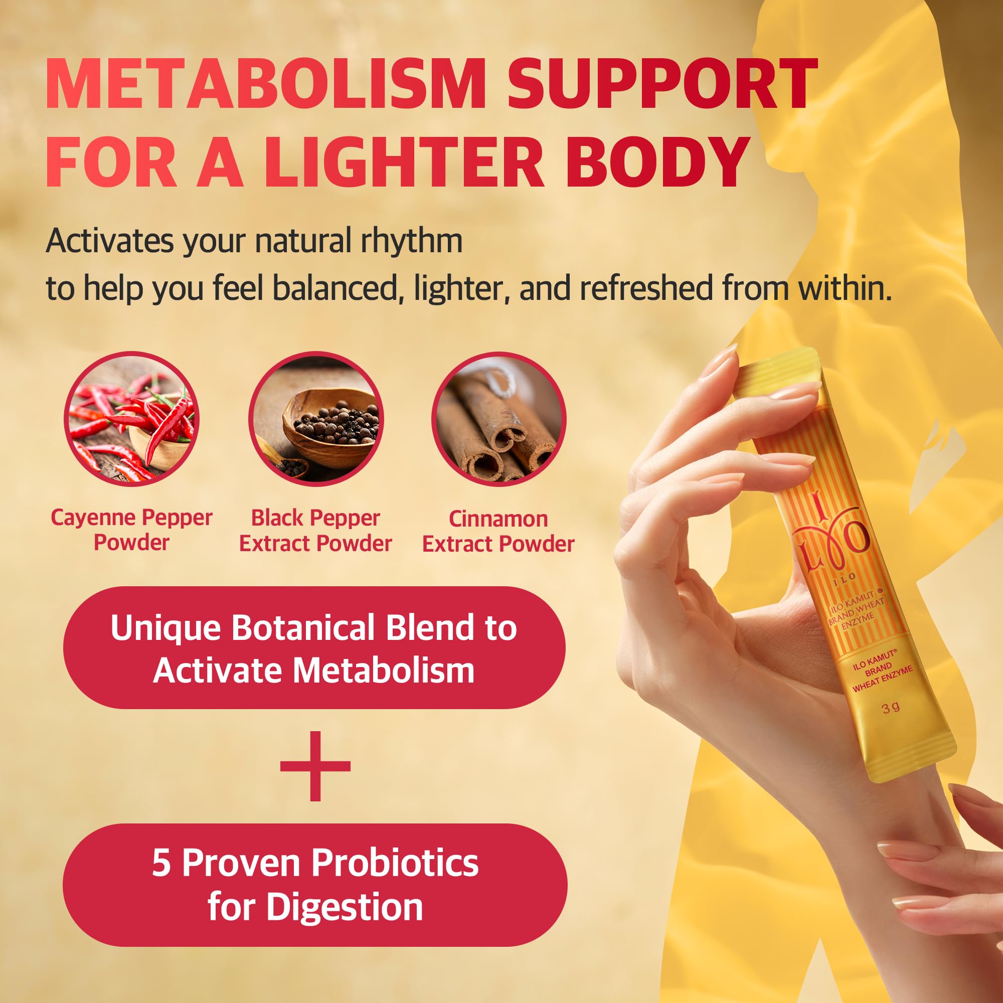 Lifestyle shot of ILO Multi-Enzymes in use