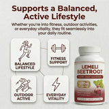 Lifestyle shot of LEMELI BEETROOT Beetroot Capsules on a kitchen counter
