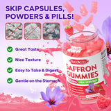 Lifestyle shot of MEENCCD Saffron Gummies with fresh raspberries