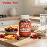Lifestyle shot of ORGANICS NATURE Sea Moss Gummies with healthy snacks