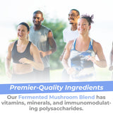 Lifestyle shot of Premier Research Labs Mushroom Complex in smoothie