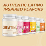 Lifestyle shot of Primeval Labs Flavored Creatine on gym bench