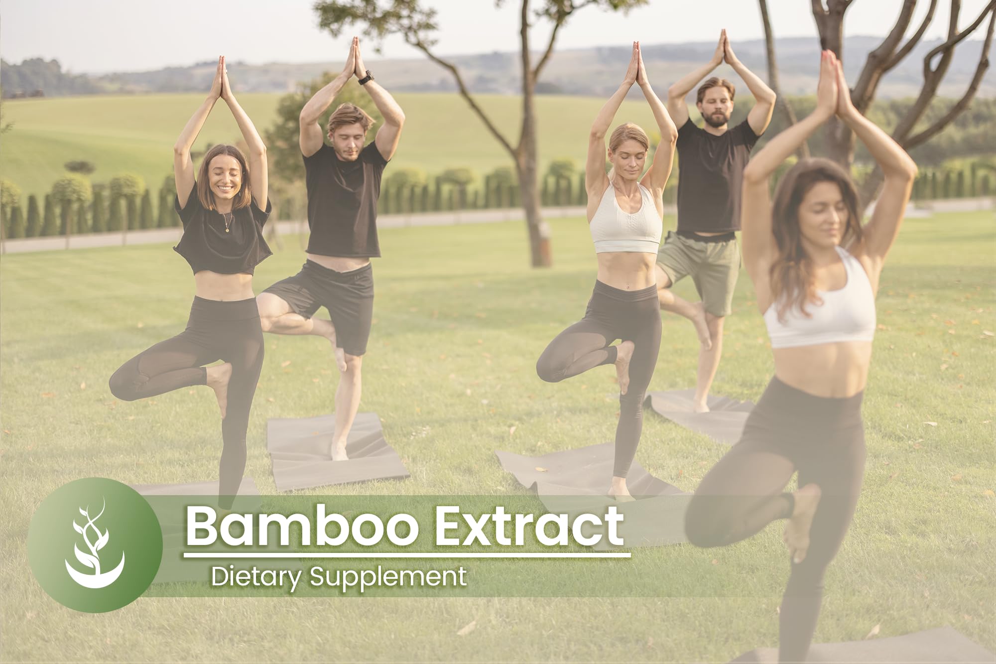 Lifestyle shot of PURE Bamboo Extract Capsules on a wooden table