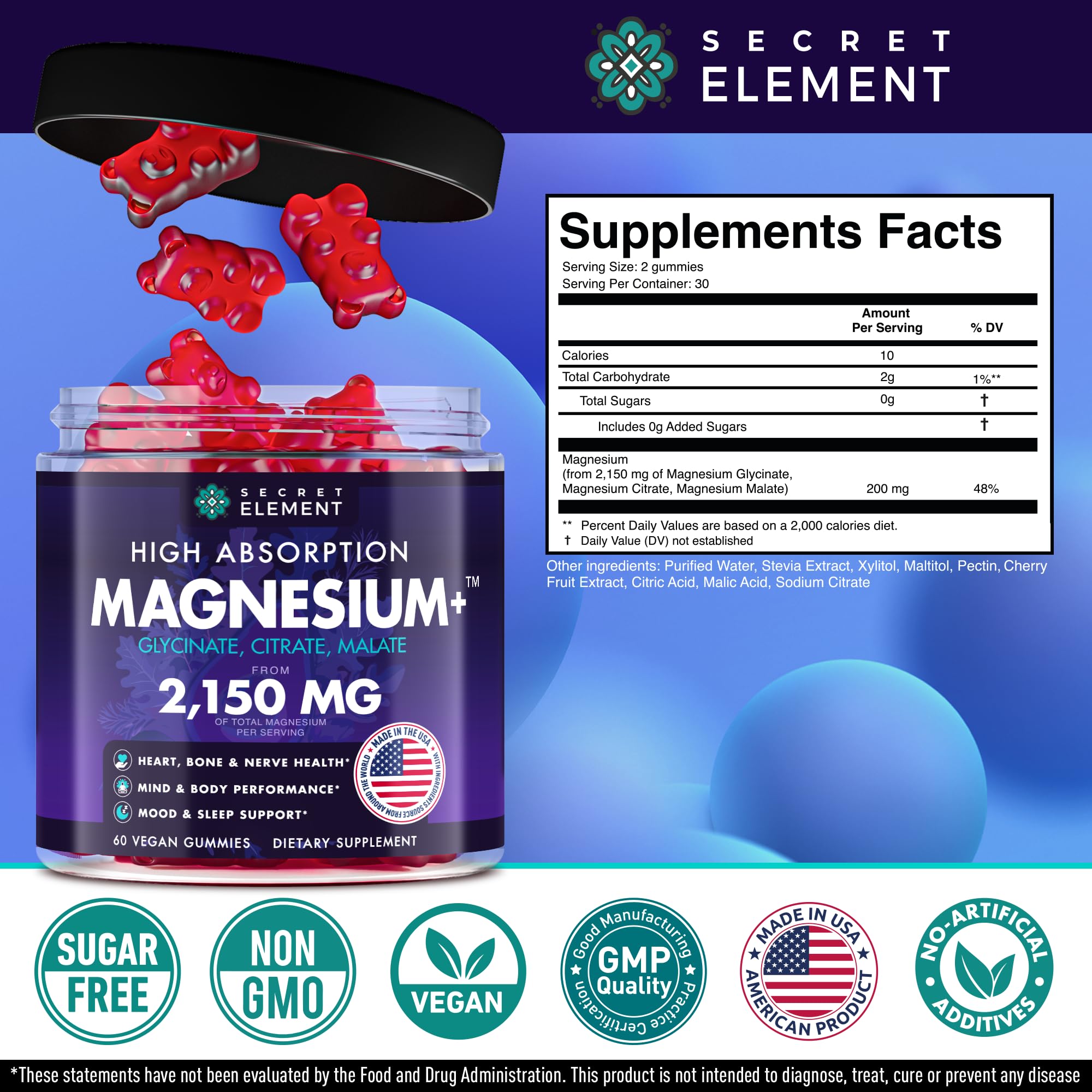Lifestyle shot of Secret Element Magnesium Gummies Wild Cherry on a kitchen counter