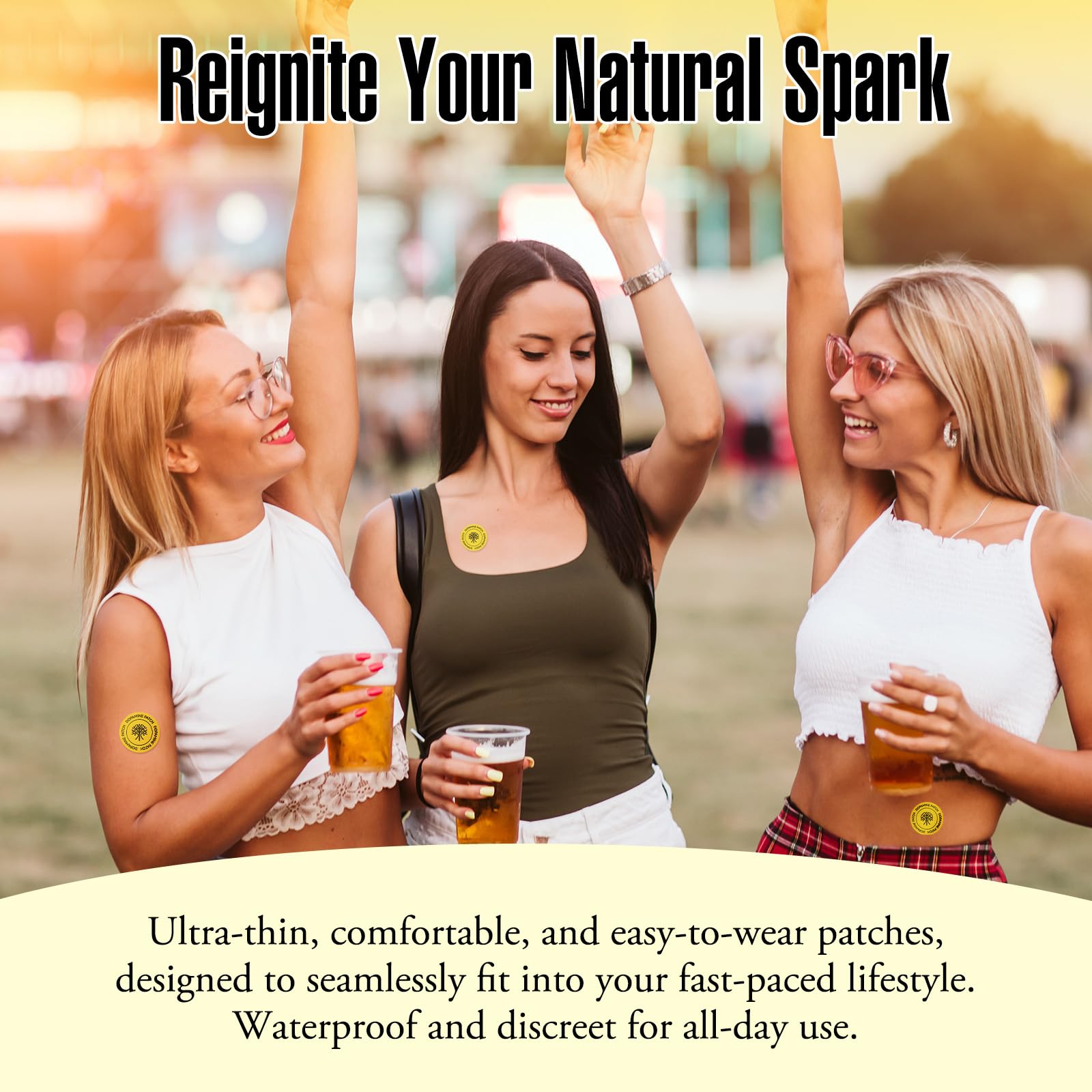 Lifestyle shot of Shuangjia Extra Strength Dopamine Patches in use