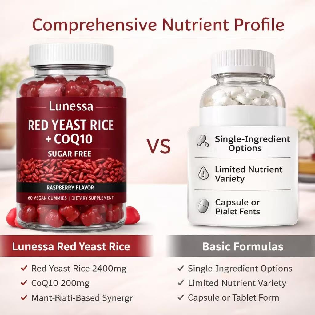 Lifestyle shot of SUBMETIC Red Yeast Rice Gummies on a kitchen counter
