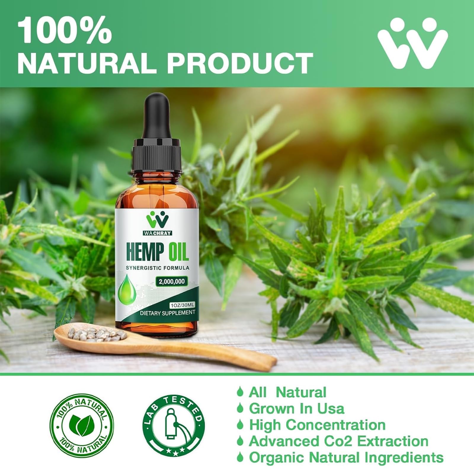 Lifestyle shot of WACHRAY Hemp Oil on a kitchen counter