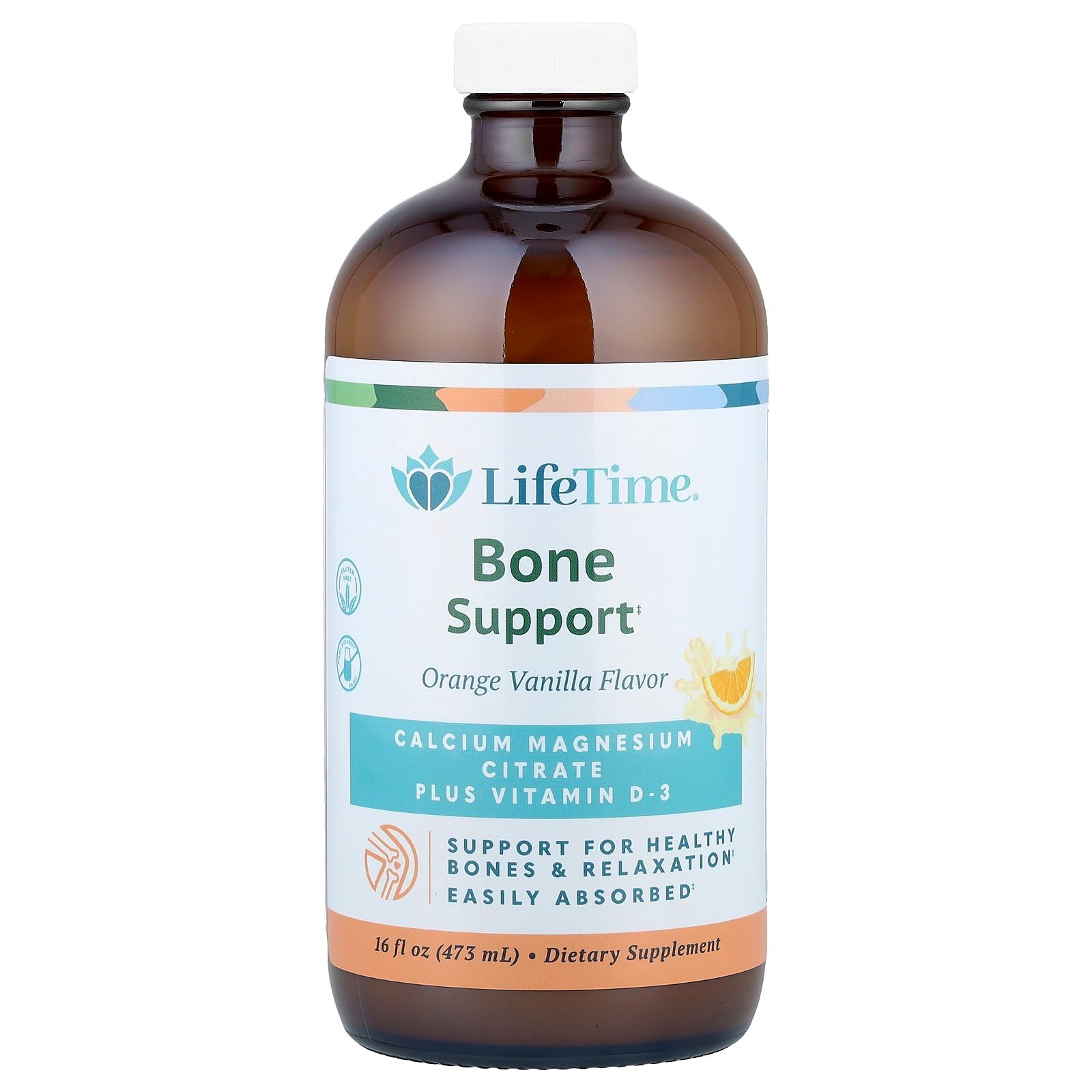 LIFETIME Liquid Calcium Magnesium Citrate 600mg Orange Vanilla front view
