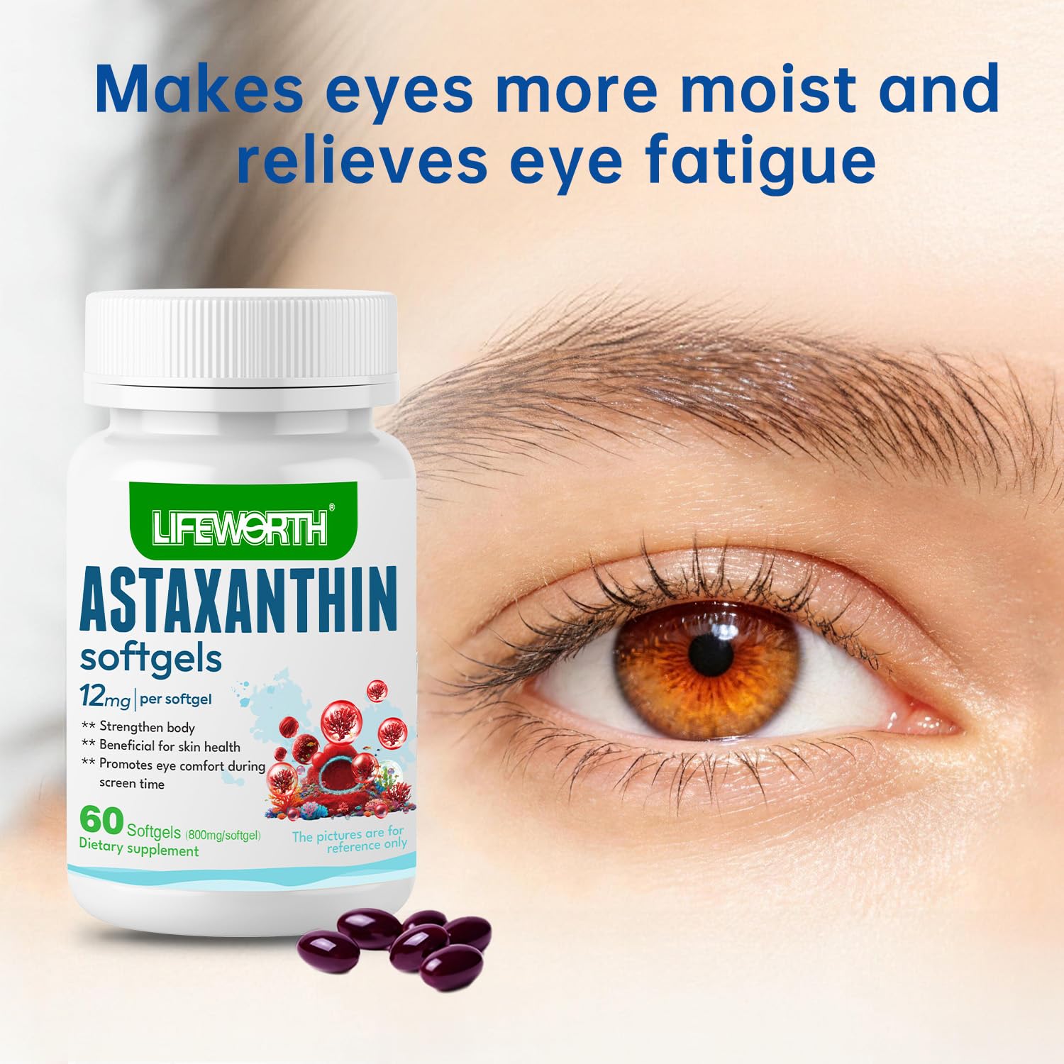 LIFEWORTH Astaxanthin Softgels 12mg close-up of softgel