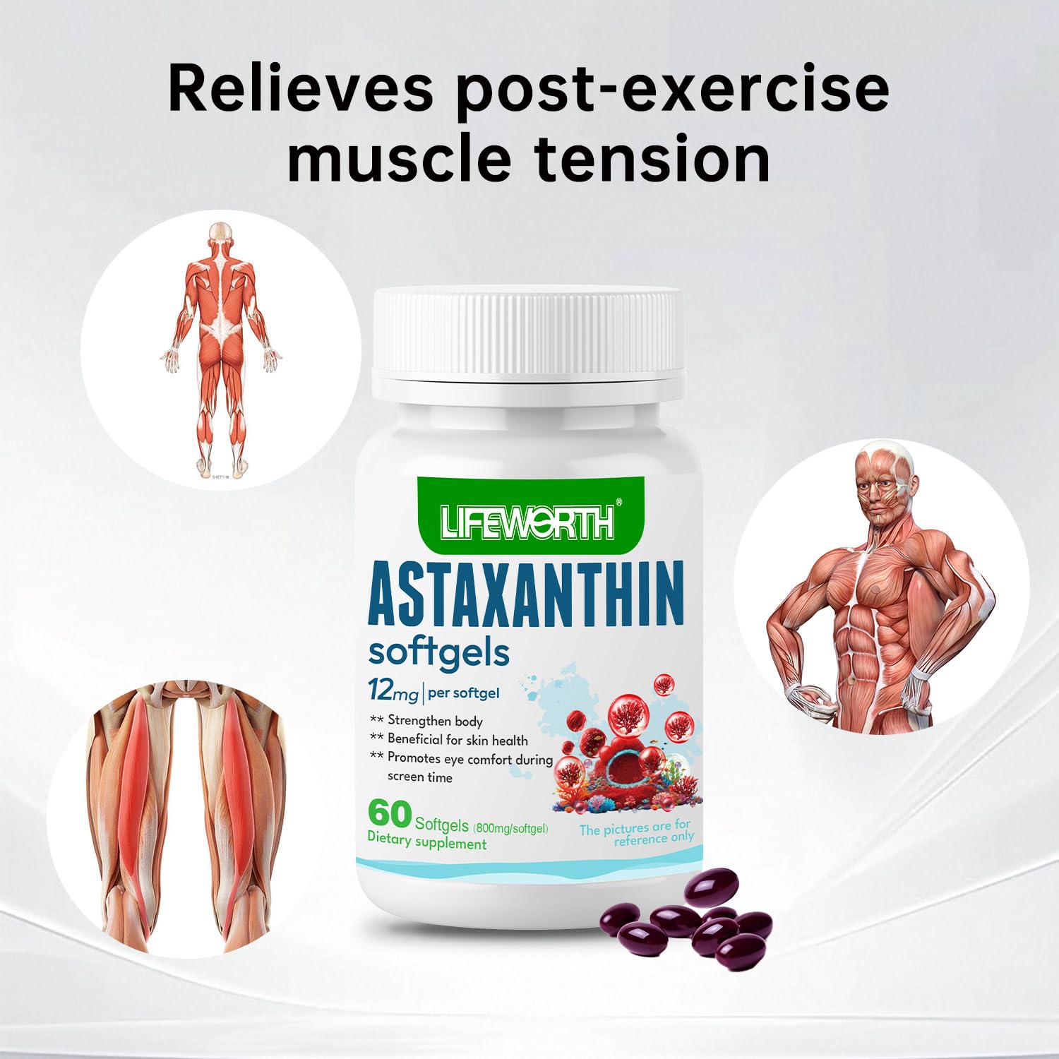 LIFEWORTH Astaxanthin Softgels 12mg packaging details