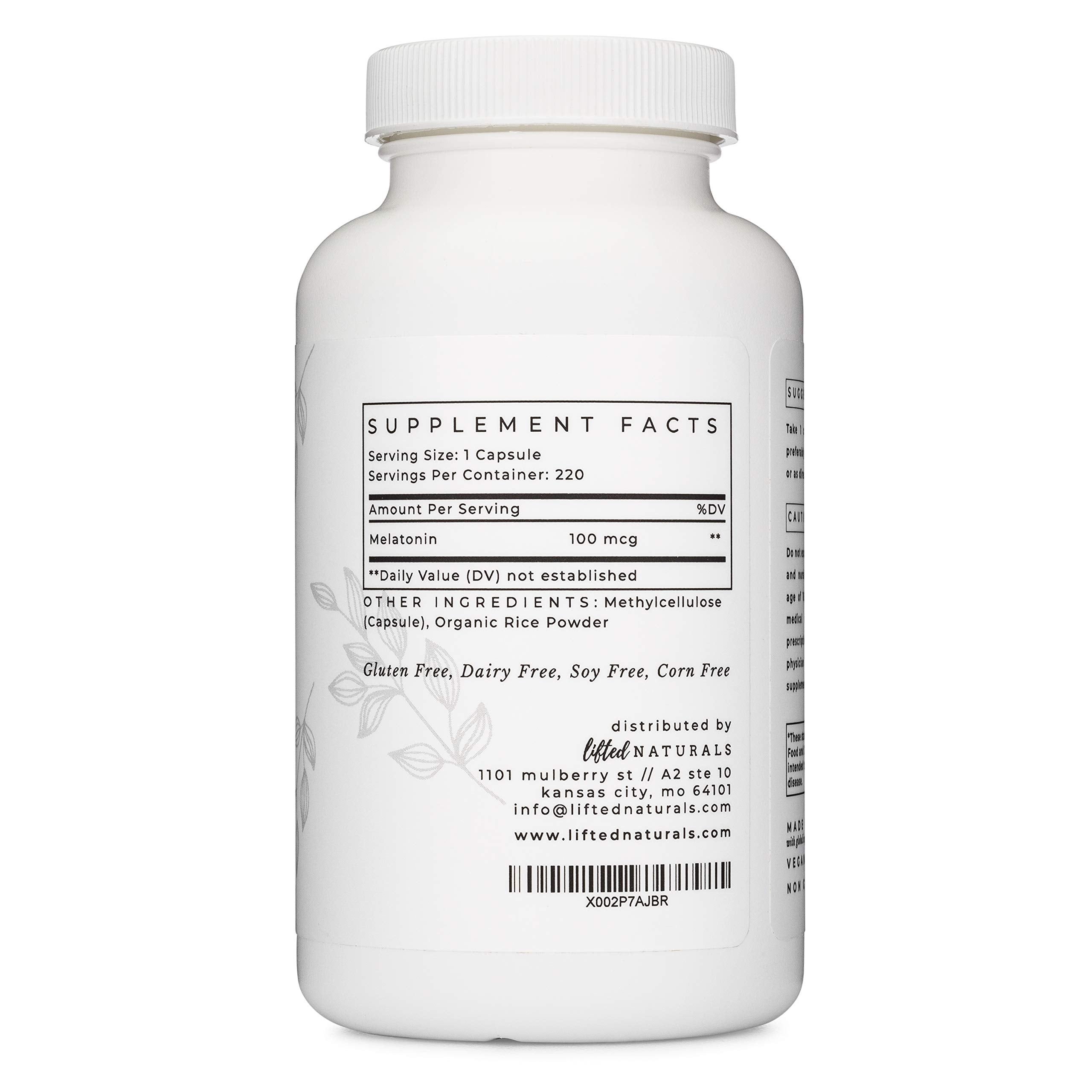 Lifted Naturals Micro Melatonin capsule bottle side view