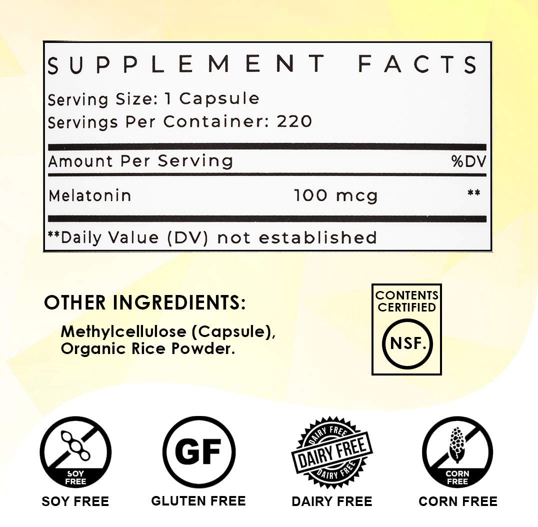 Lifted Naturals Micro Melatonin ingredients list on packaging
